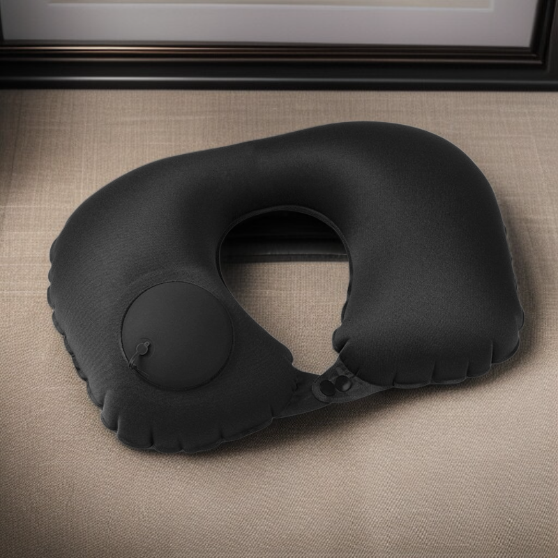 Press to inflate the U-shaped pillow