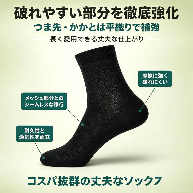 汗を吸収して防臭するスポーツソックス