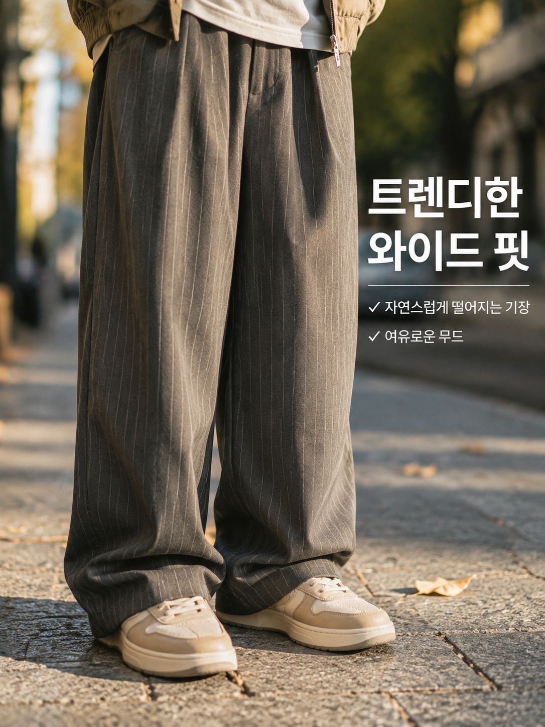 빈티지 스트라이프 패턴이 돋보이는 남자 슬랙스