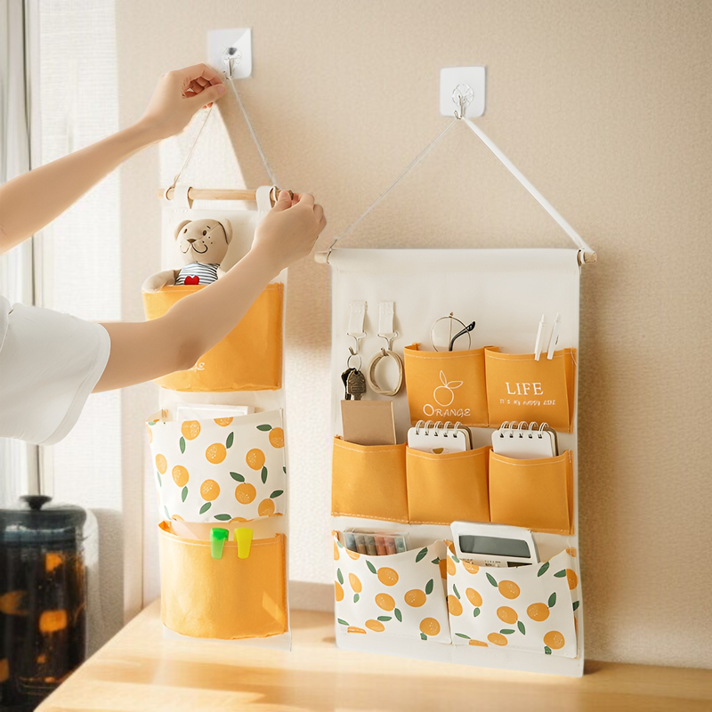 布製壁掛け収納バッグ ベッドサイドの壁 ドア掛け 携帯電話収納ポケット 寮の壁掛けアーティファクト