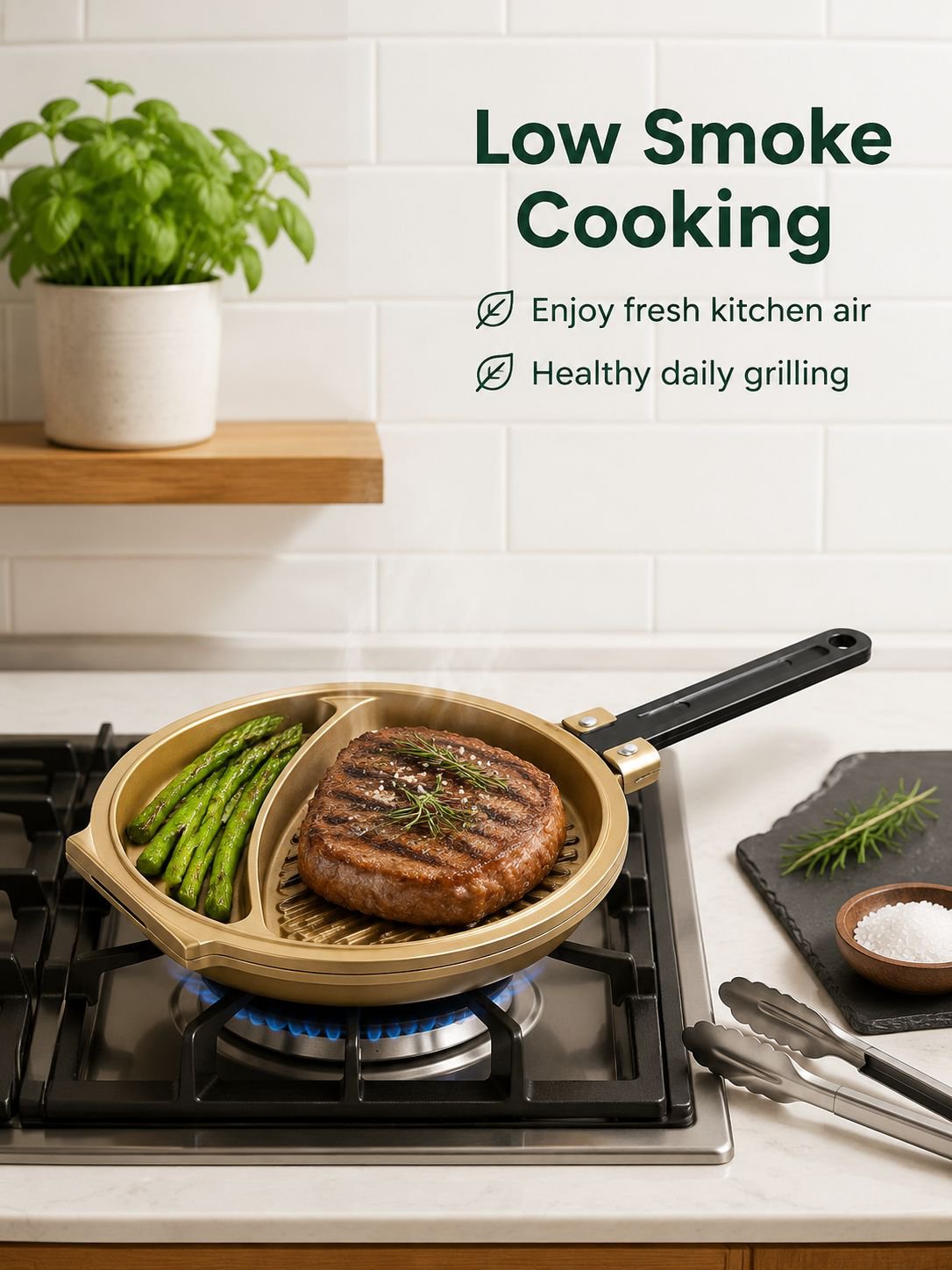 Low-Smoke Egg and Steak Breakfast Pan