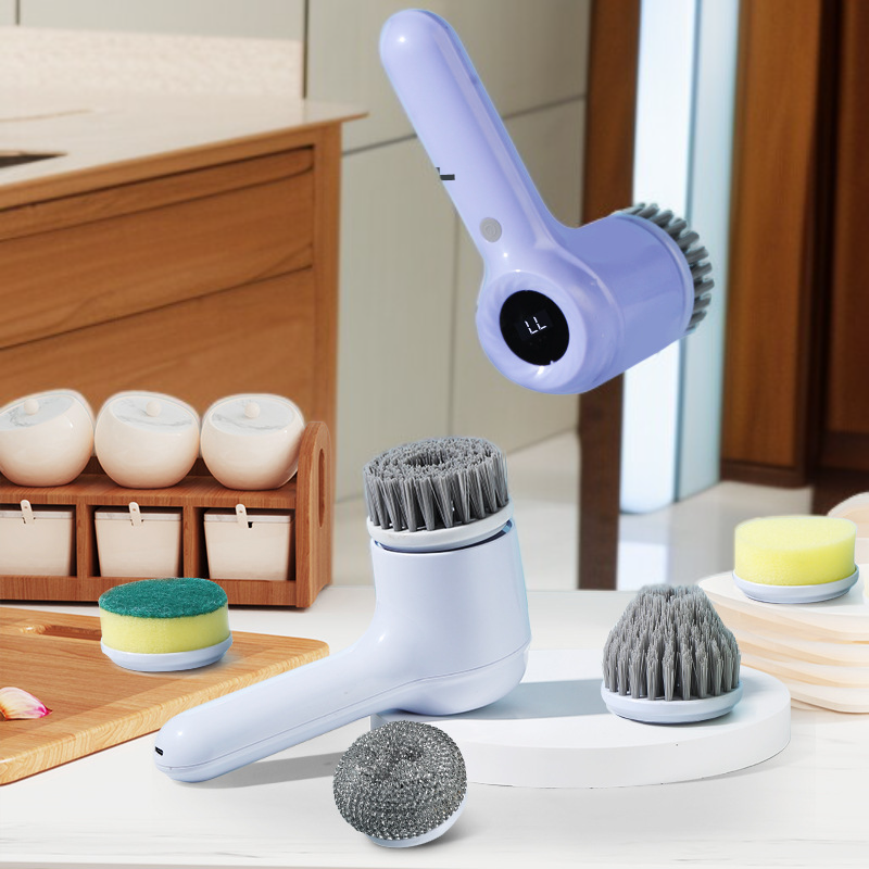 Wireless handheld electric cleaning brush for kitchen and bathroom surfaces