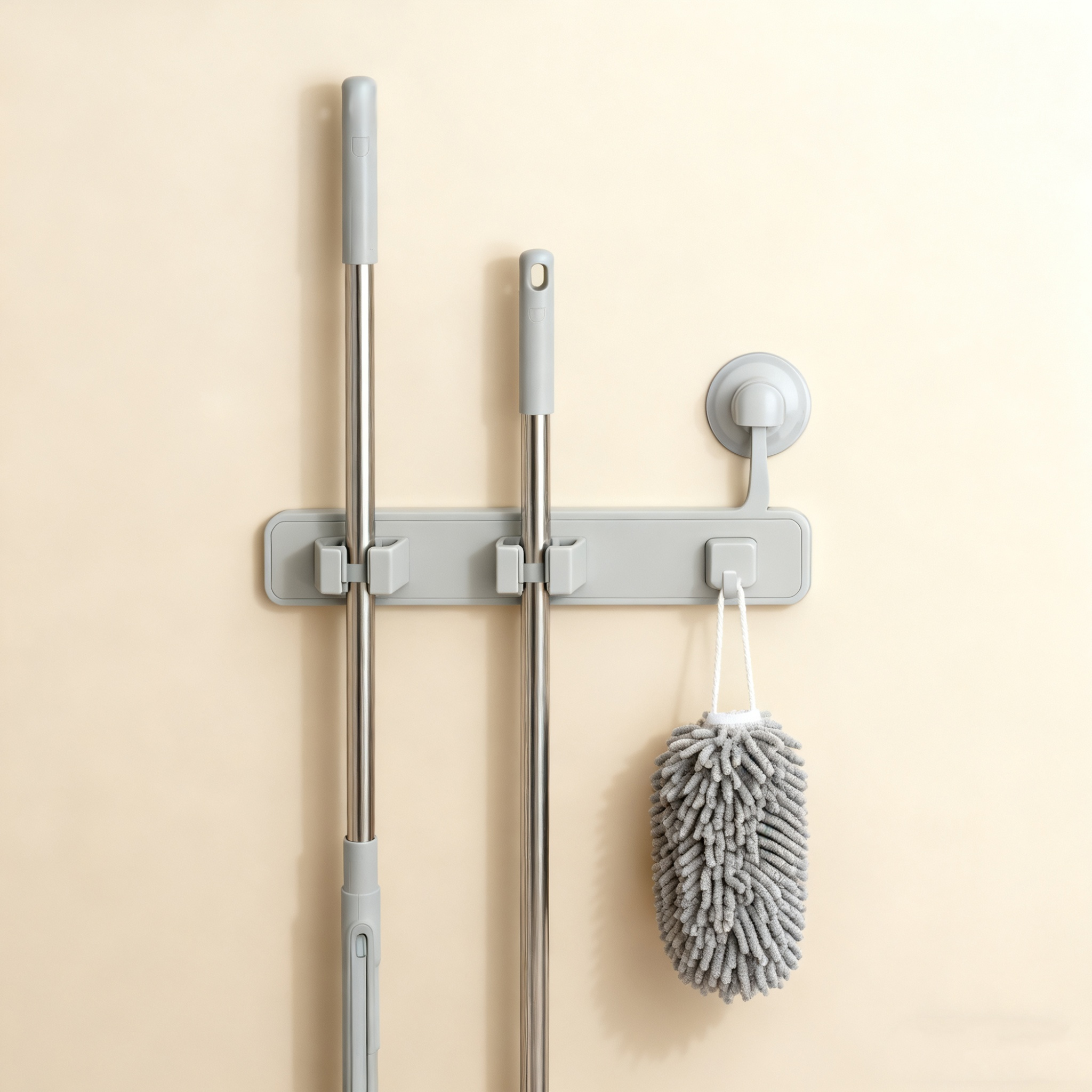 ที่แขวนไม้ถูพื้นแบบดูดติดผนัง ไม่ต้องเจาะ (แพ็ค 2 ชิ้น)