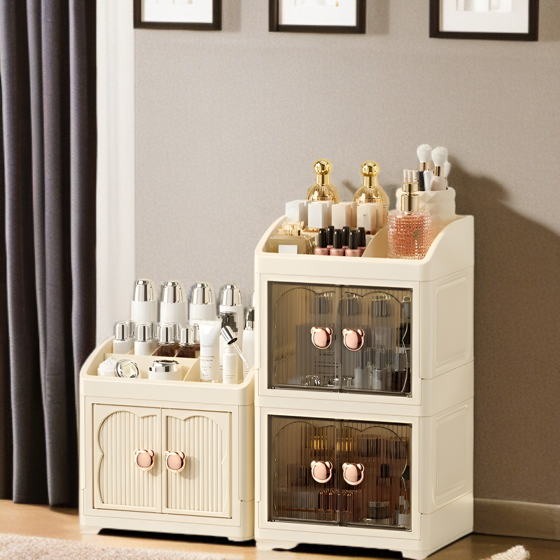 Spacious makeup organizer with drawers for cosmetics and skincare products