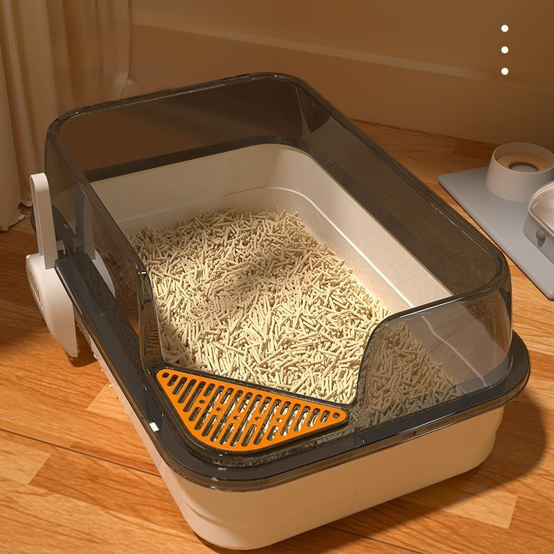 Extra Large Semi-Enclosed Splash-Proof Cat Sand Box