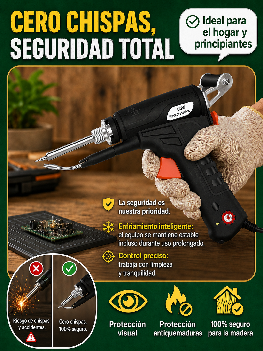 Herramienta de soldadura rápida sin chispas 90-480℃ | Ideal para principiantes | Soldadura en 0,1 s