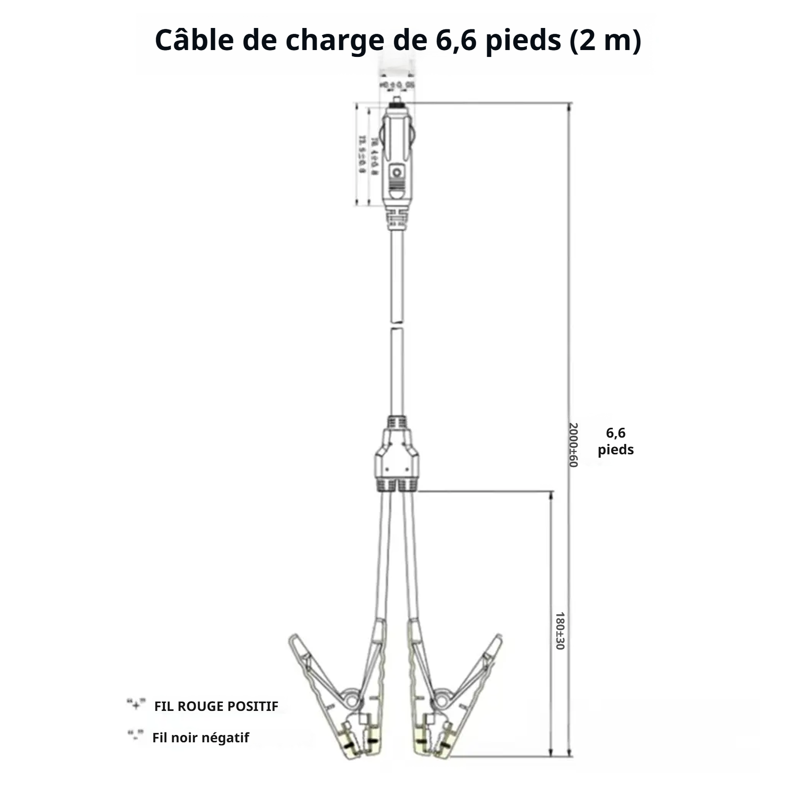 Câble de connexion pour recharge de batterie automobile