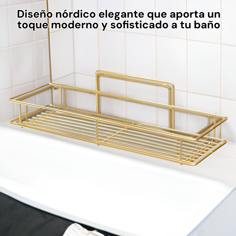 Estante de almacenamiento para baño estilo nórdico sin perforaciones de hierro