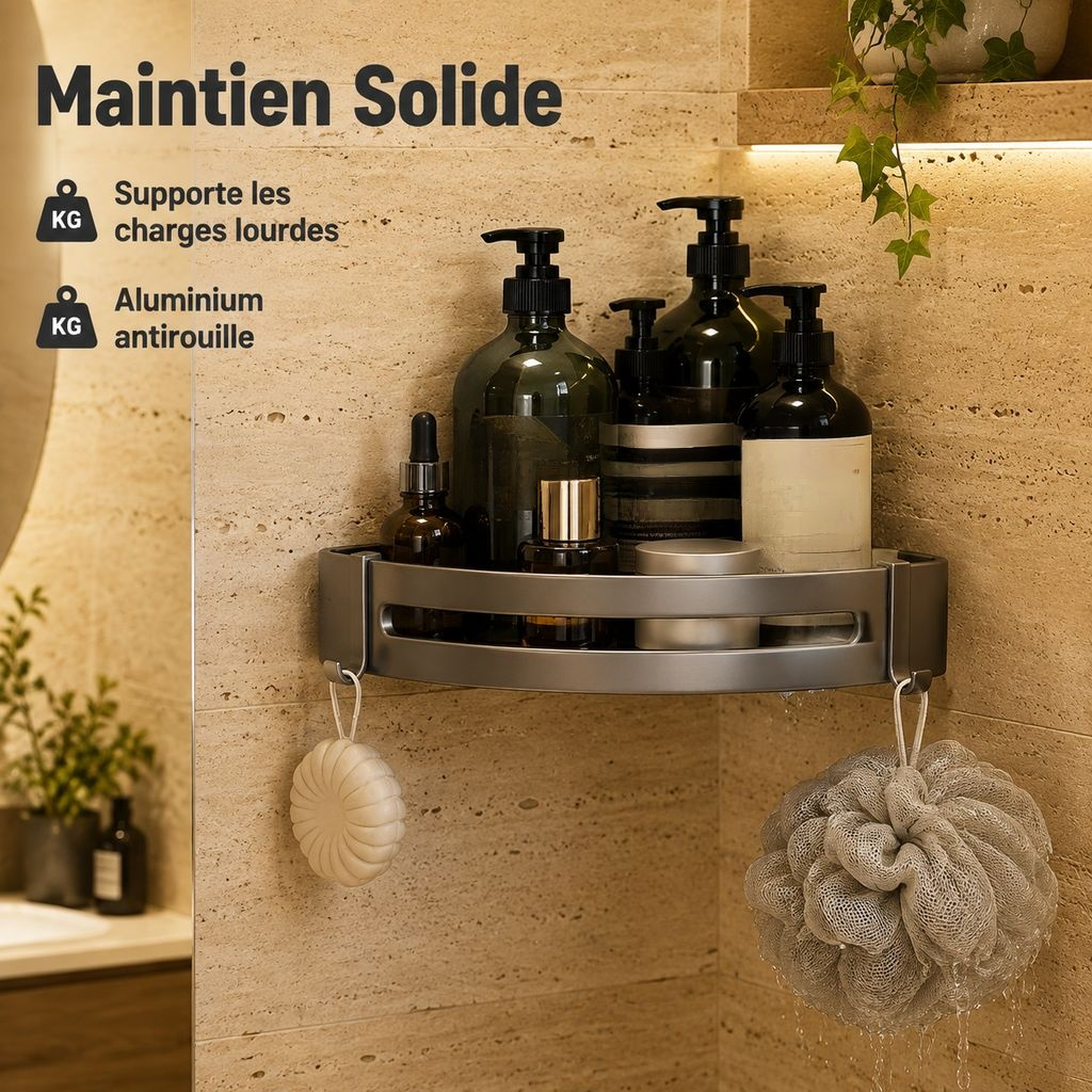Étagère de salle de bain sans perçage