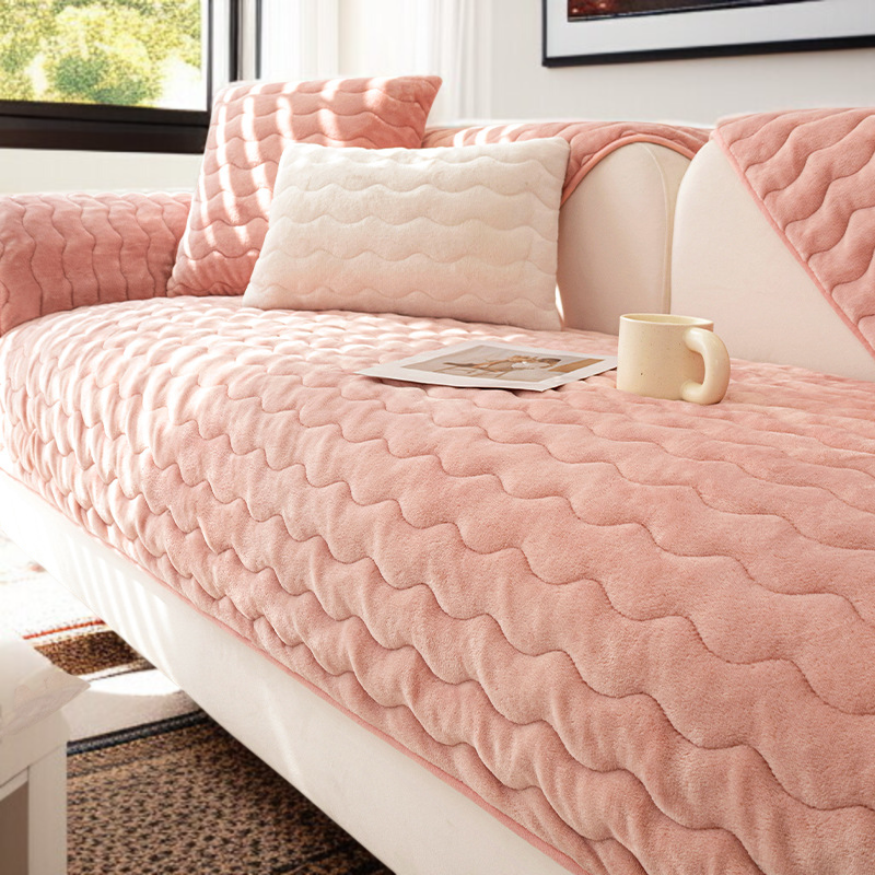 겨울 소파 커버 미끄럼 방지 두꺼운 보풀 대두 섬유 소파 커버 커버