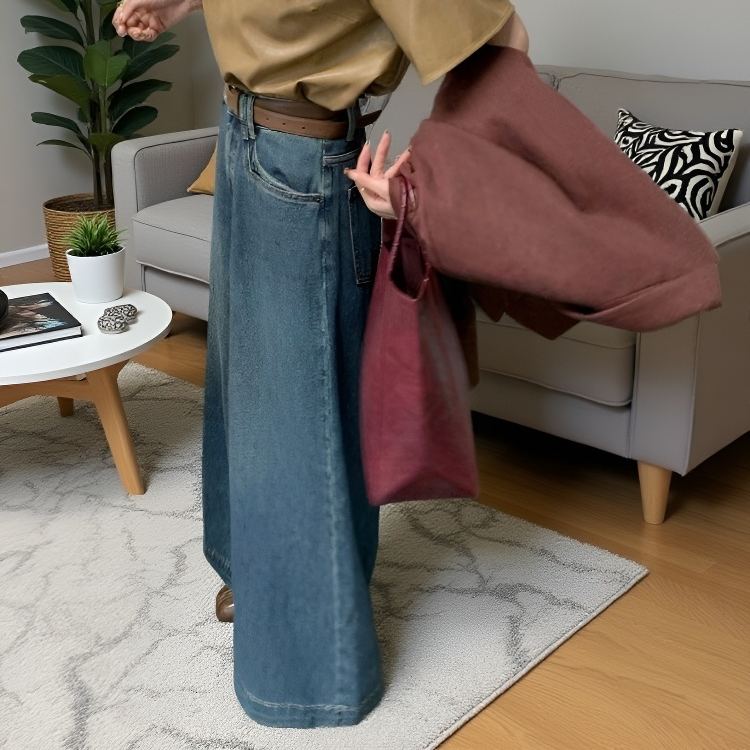 빈티지 하이웨이스트 와이드 핏 드레이프 팬츠