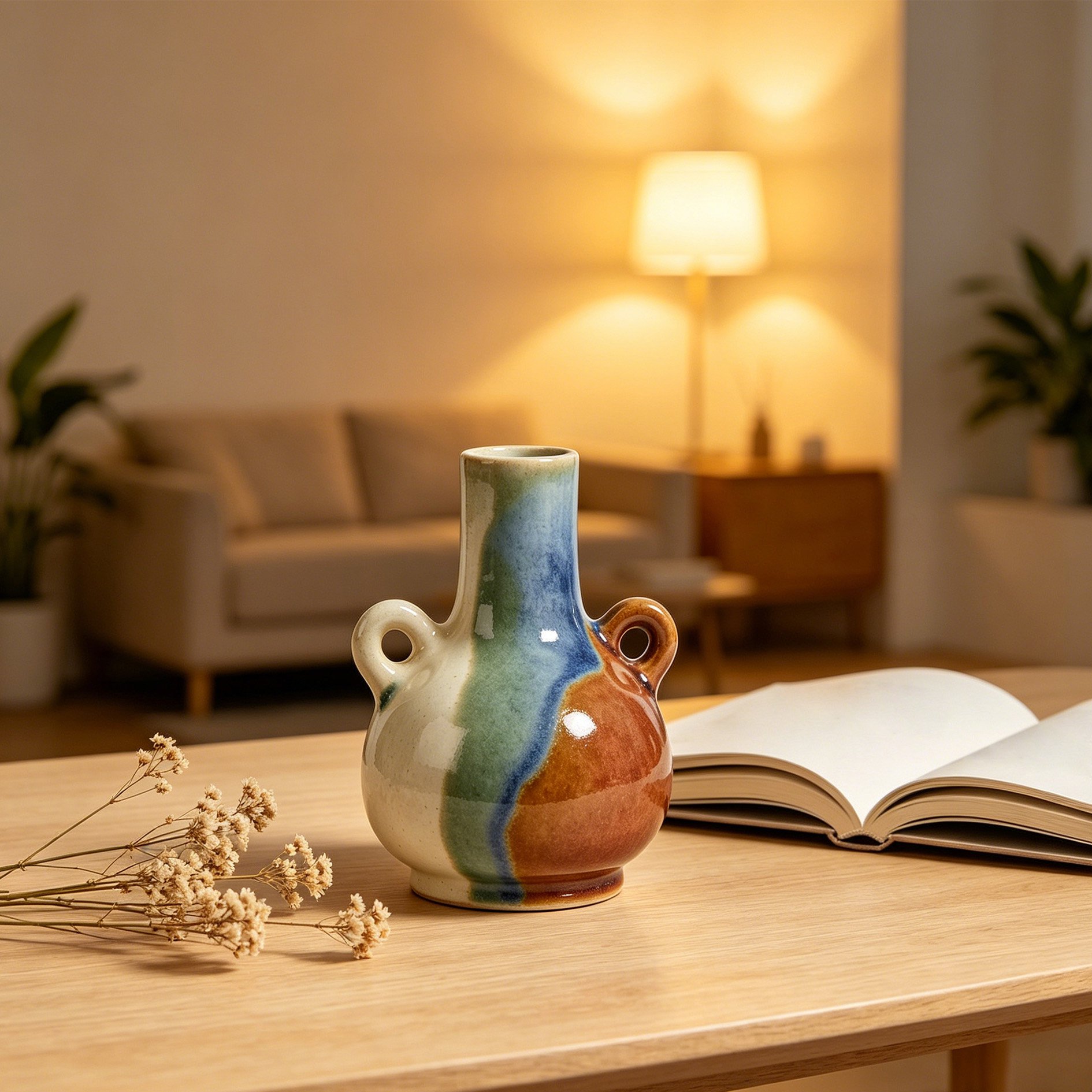 Keramikvase Set mit Kaltglasur – zwei moderne Vasen im Set