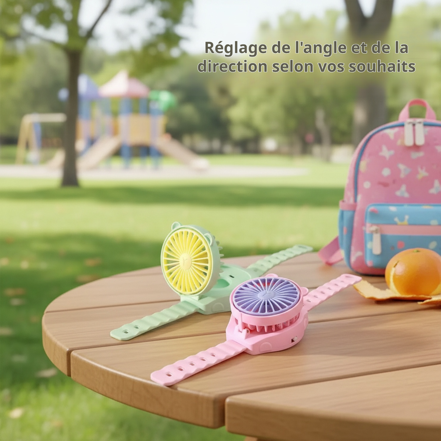 Mini ventilateur de montre cartoon, ventilateur électrique portable à une vitesse