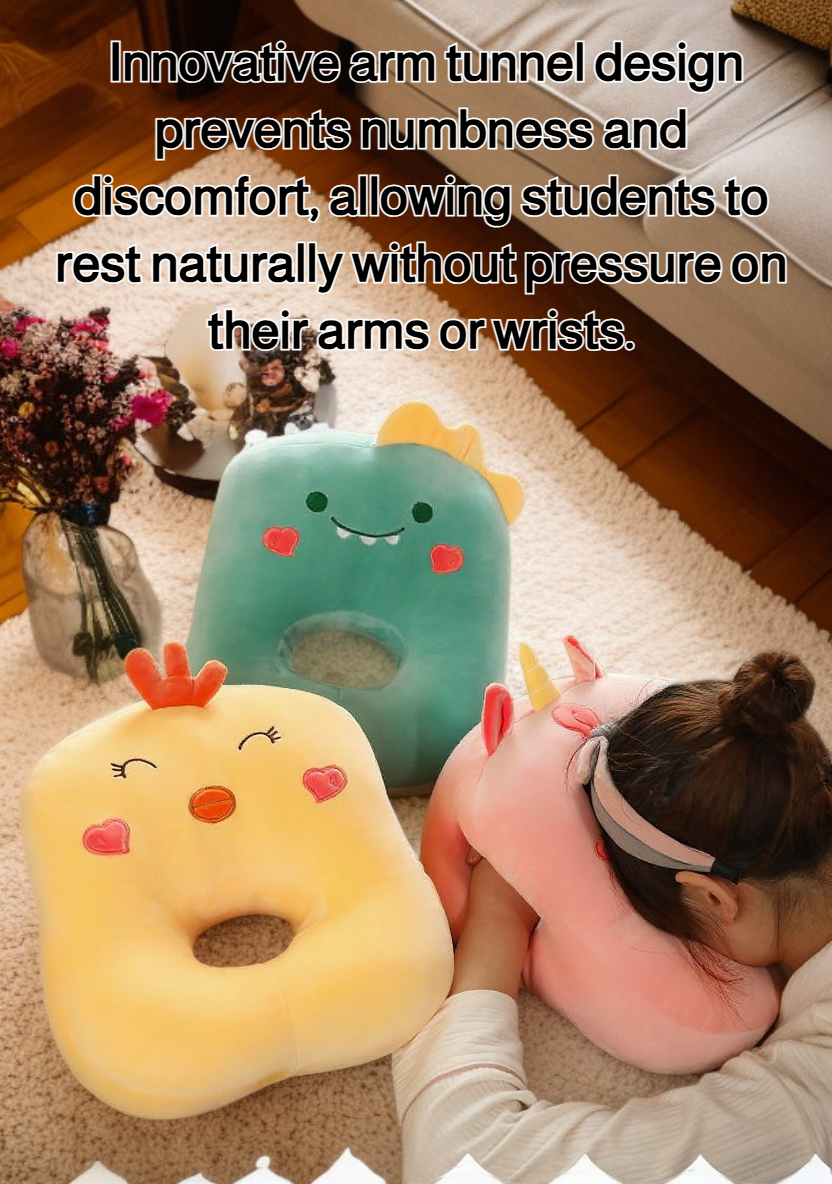 Student nap pillow artifact on study desk