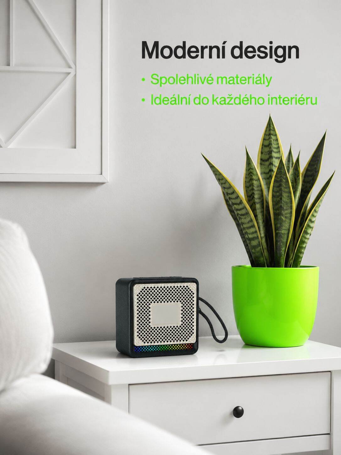 Detail ovládacích tlačítek Bluetooth reproduktoru