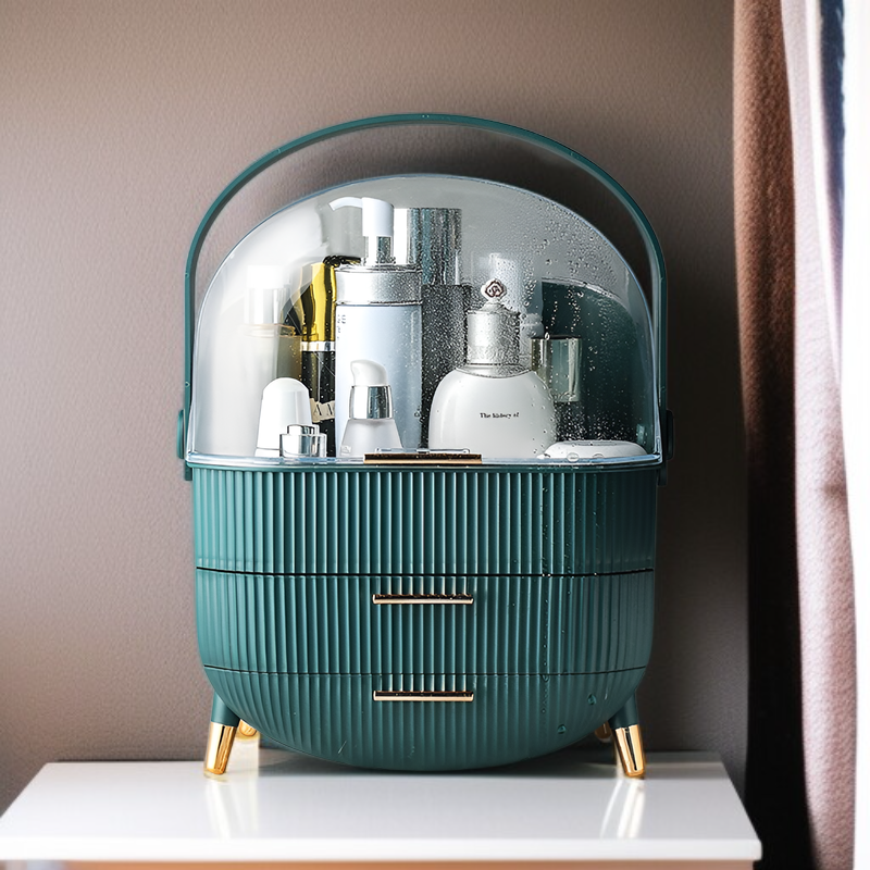 Multi-functional large capacity cosmetic storage box on vanity table