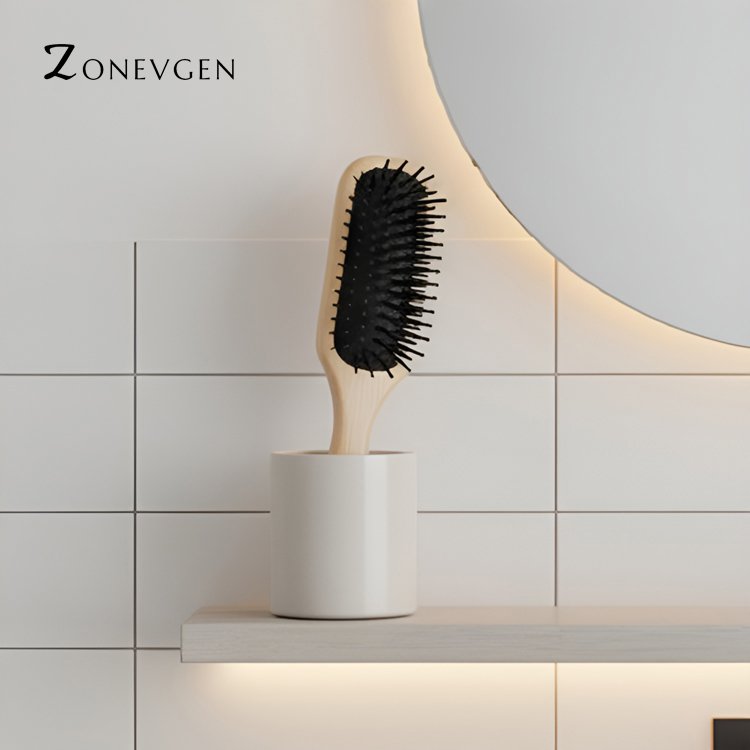 두피 마사지 에어백 빗으로 두피를 관리하는 모습