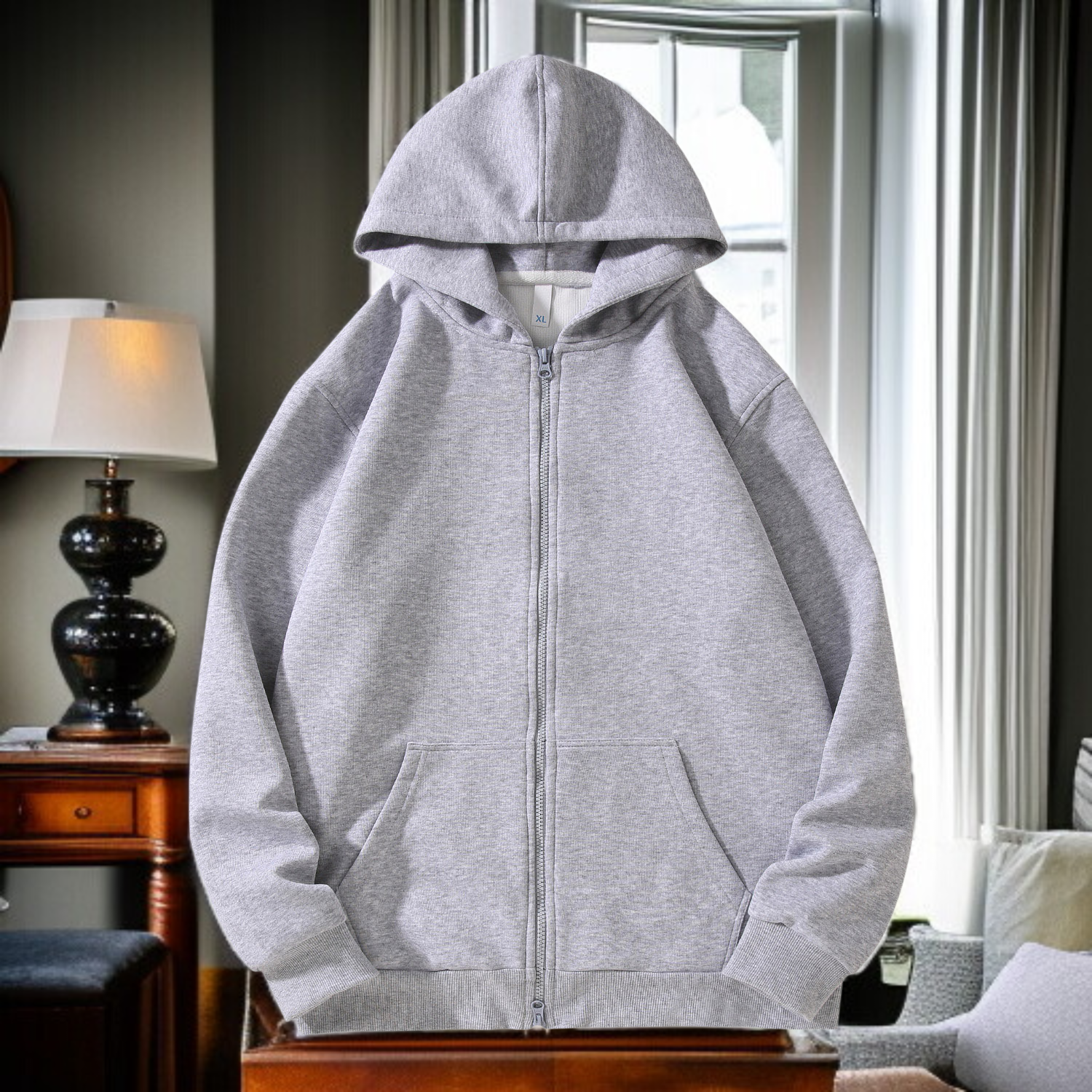 フード付きカーディガンスウェットシャツ