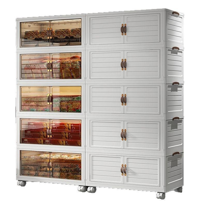 Folding storage cabinet storage box home bedroom clothing kitchen storage cabinet toy plastic double