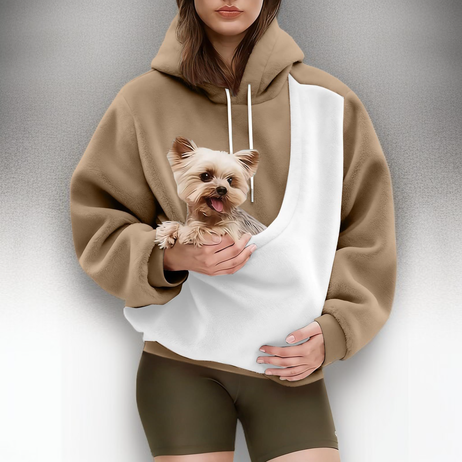 レディース ゆったりフード付きスウェットシャツ