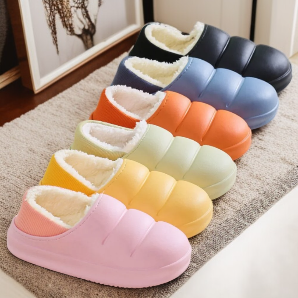 รองเท้าใส่ในบ้านคู่รักกันลื่นบุขนกันน้ำสำหรับฤดูหนาว