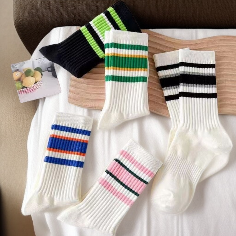 Black and White Striped Women's Sports Socks