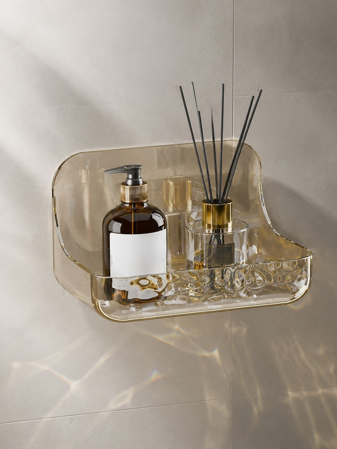 Wandmontiertes Acrylregal fürs Badezimmer