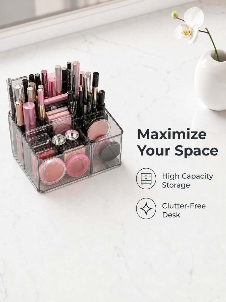 Desktop Storage Box for Cotton Pads, Puffs, and Skincare Products