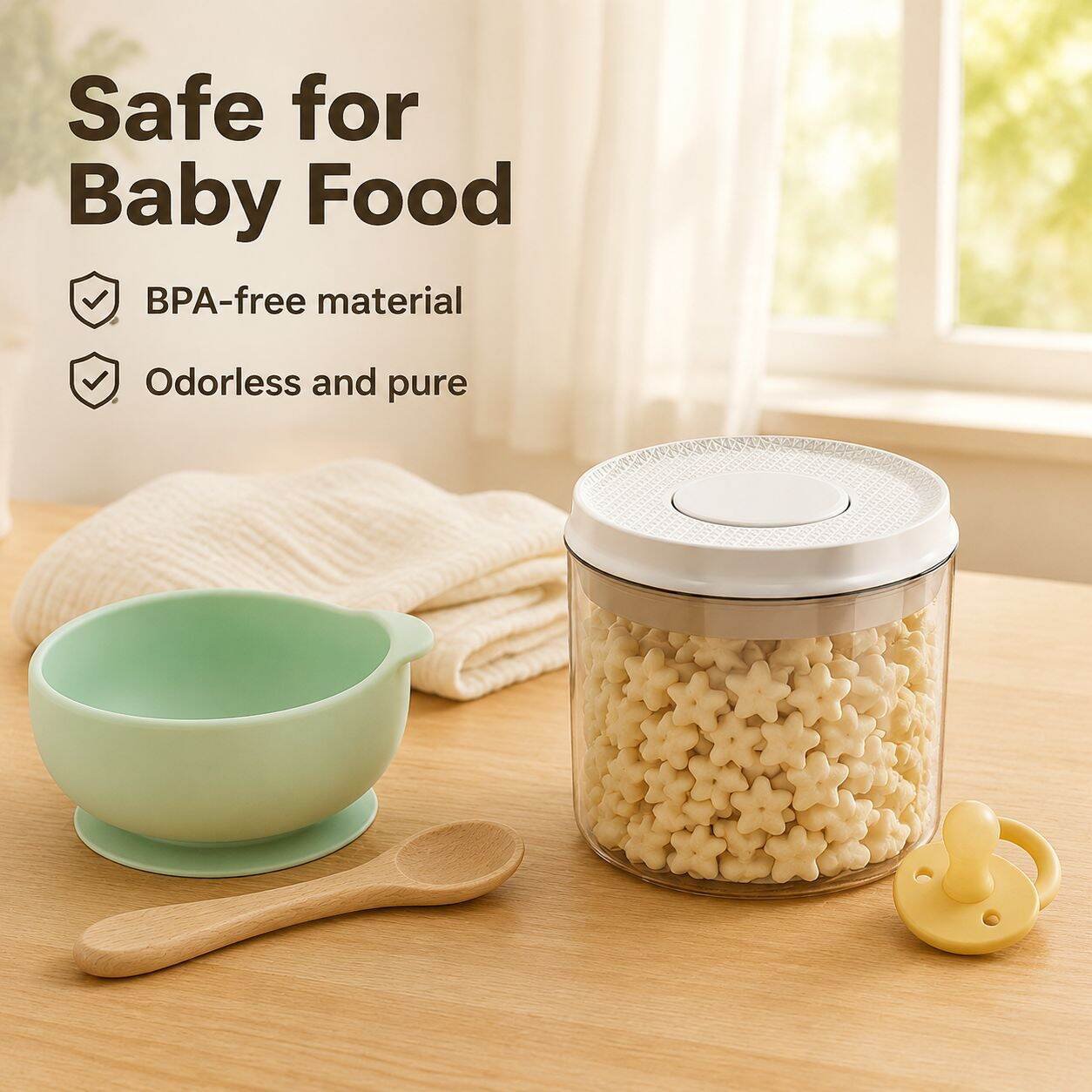 Grain Storage Container Airtight Press-Type Transparent Kitchen Box