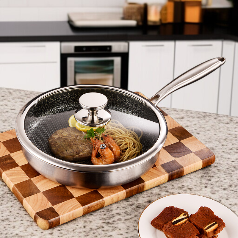 304 Stainless Steel Honeycomb Non-Stick Cookware Set with Lid for Kitchen Use