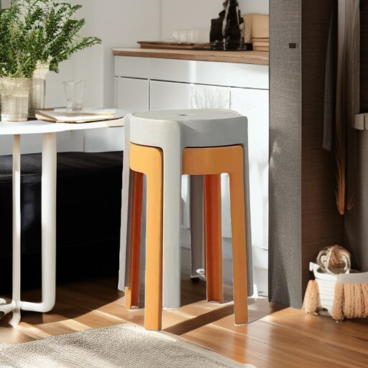 Taburete redondo de plástico grueso apilable para comedor