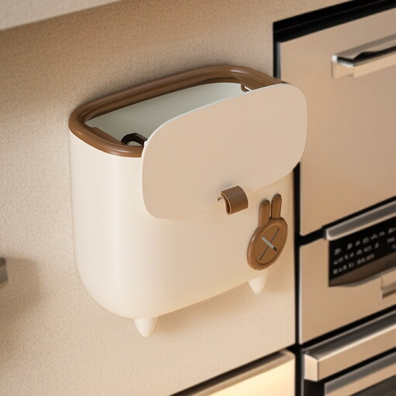 家庭用壁掛けゴミ箱キッチントイレキャビネットドア付き収納バケツ壁掛けゴミ箱蓋付きキッチン廃棄物バケツ