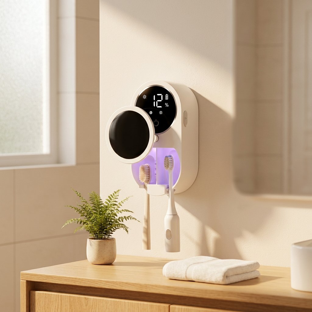 No-Drill Digital Display Double UV Sterilizing Toothbrush Holder