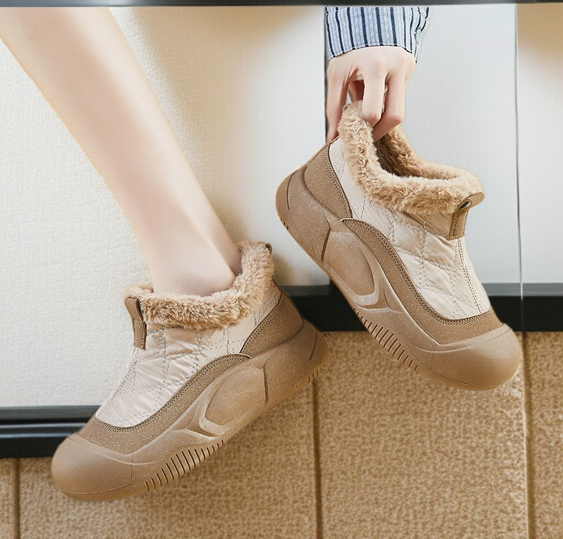 스노우 부츠 여자 통굽 기모 워커 통굽 키높이 스노우 부츠 학생 캐주얼화