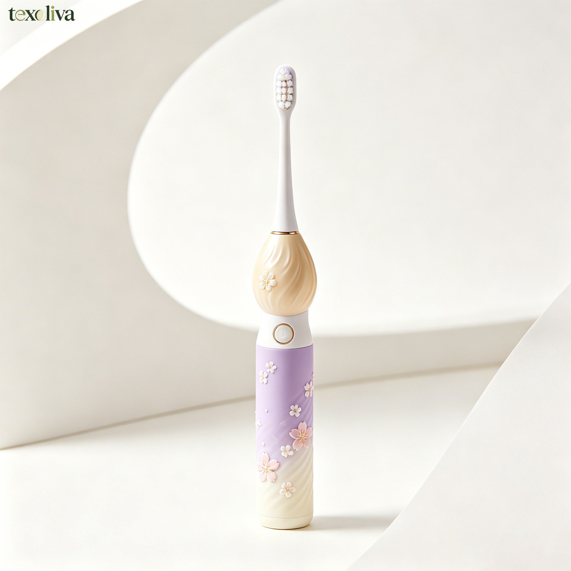 Close-up of electric toothbrush bristles