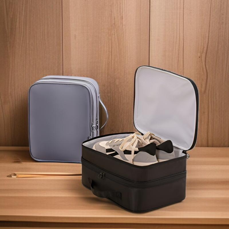 旅行用靴収納バッグ 折りたたみ式 ポータブル 3層 立体 靴バッグ 旅行用
