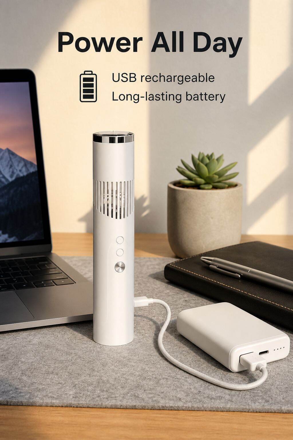 Portable Lipstick-Style Multi-Functional Mini Fan (Handheld/Neckband/Desktop)