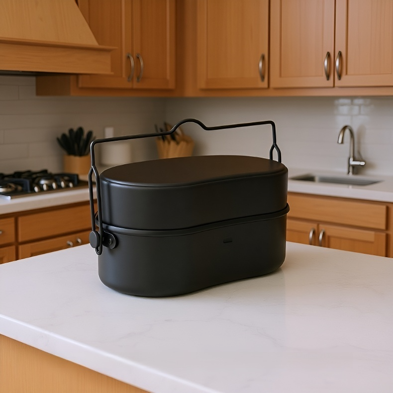 손잡이가 있는 이중 알루미늄 도시락통