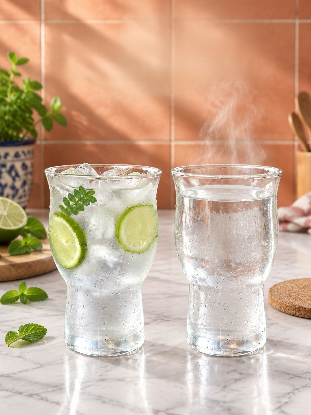 Set de vasos de vidrio de diseño funcional