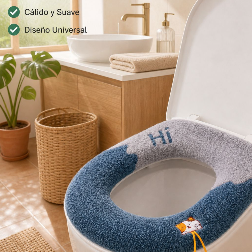 Asiento de inodoro acolchado y cálido, lavable