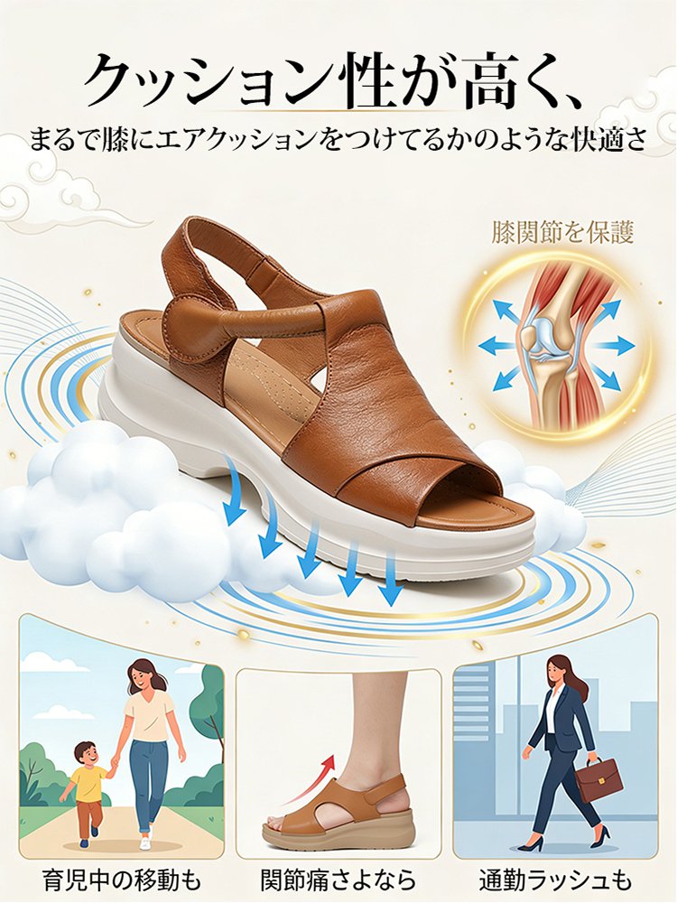 オープントゥウェッジソールサンダル