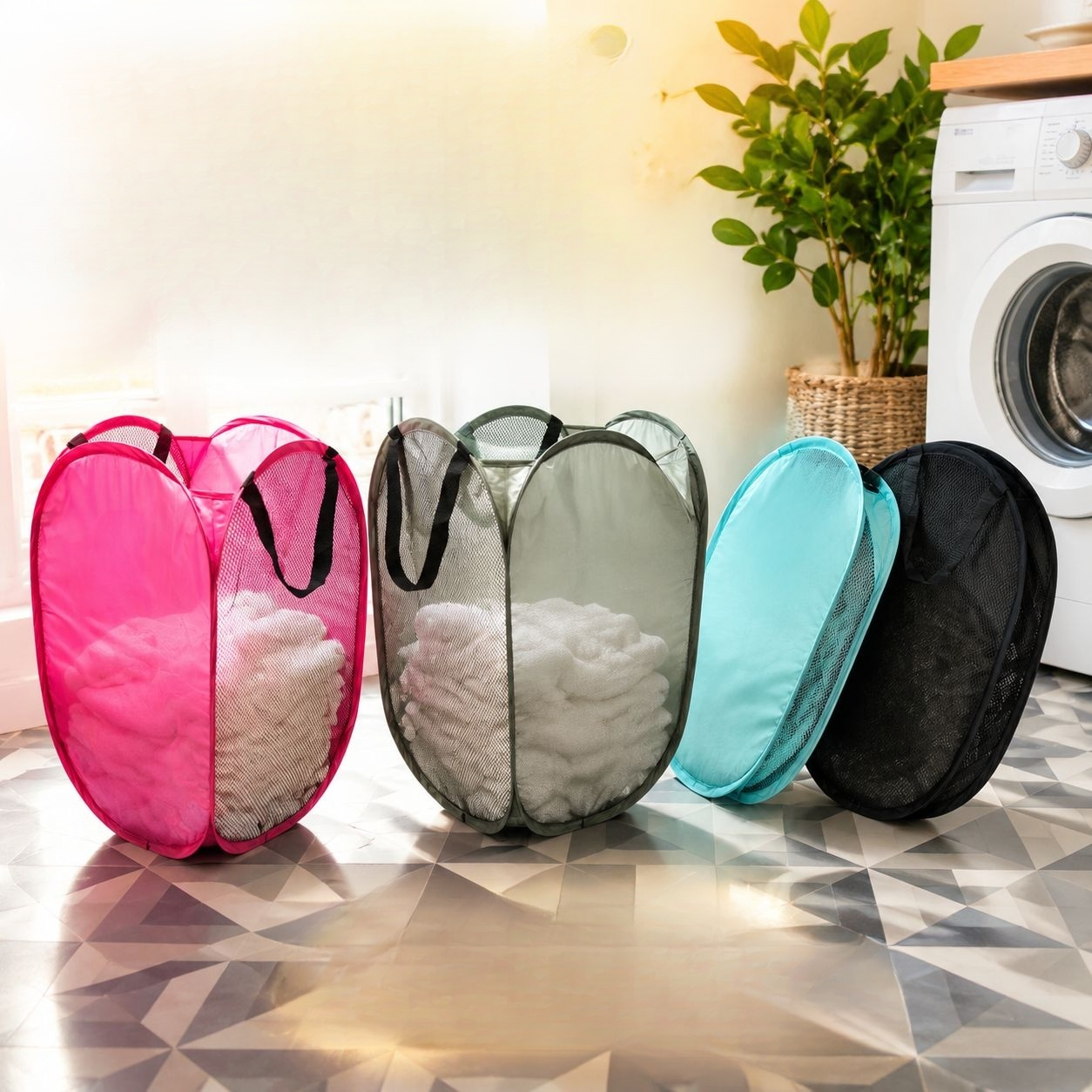 Cesta de ropa sucia plegable para almacenamiento