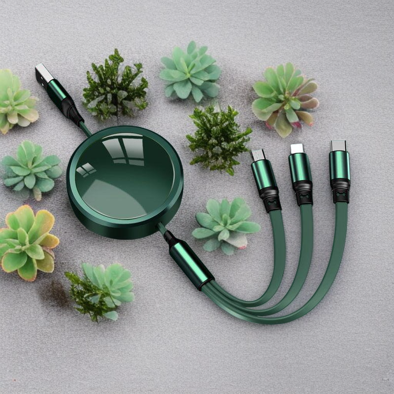 كابل بيانات 3 في 1 متعدد الوظائف لشحن السيارة السريع متوافق مع أجهزة Apple وAndroid