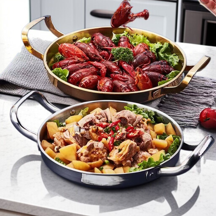 해산물 냄비 부대전골 냄비 스테인리스 해산물 냄비 얕은 냄비 마른 냄비 해산물 냄비 프라이팬 접시
