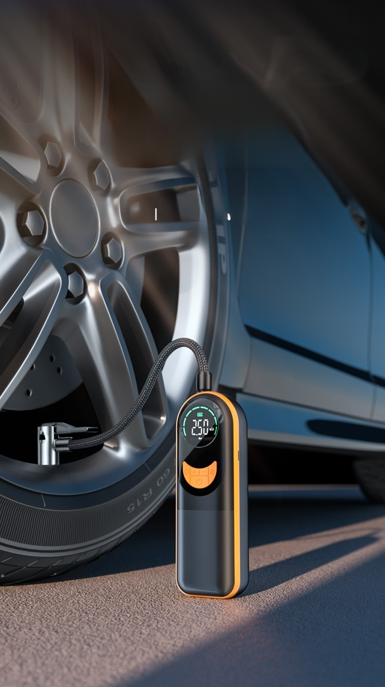 자동차 타이어에 사용되는 휴대용 공기 주입 펌프