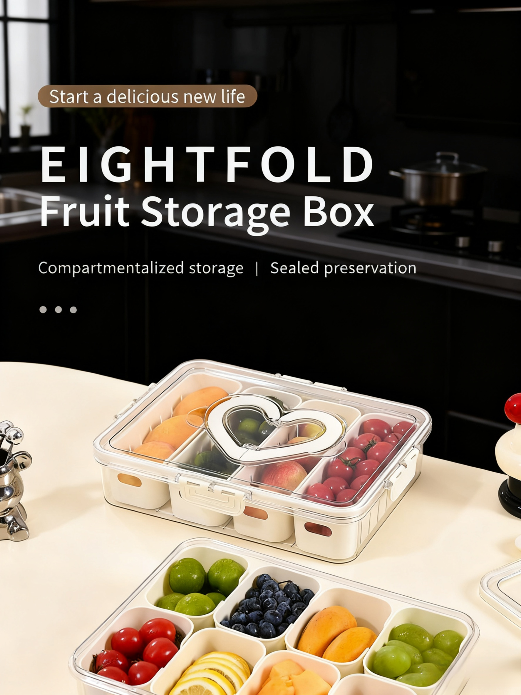 Portable heart-shaped container for meal prep