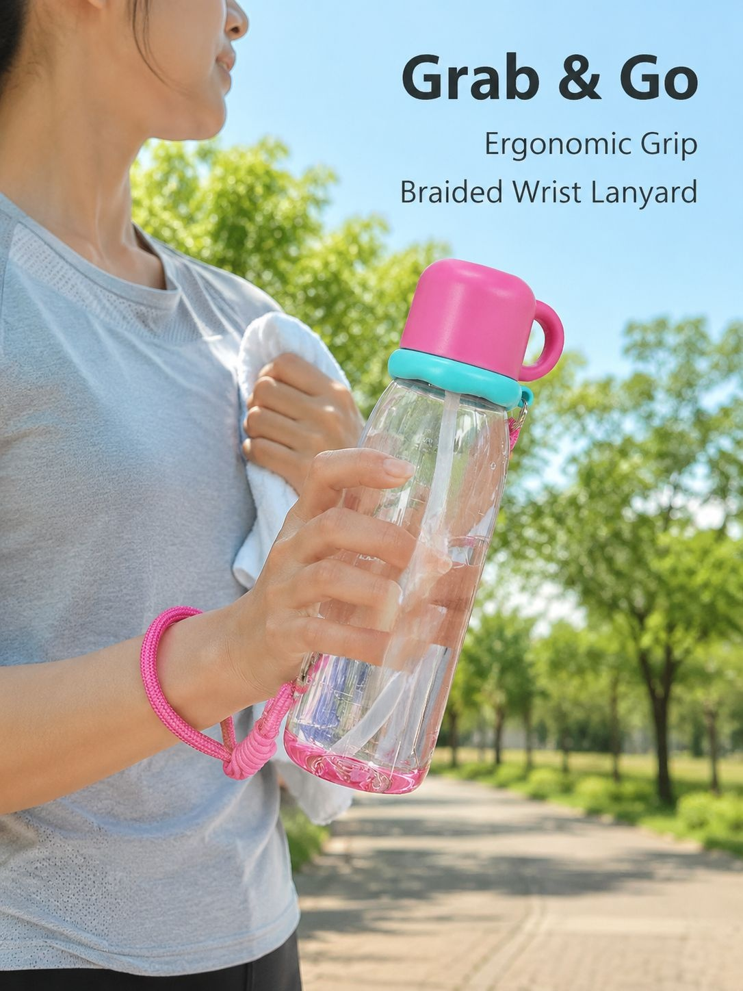 Stylish Shockproof & Heat-Resistant Student Water Bottle, Portable Straw Cup for Outdoor Sports