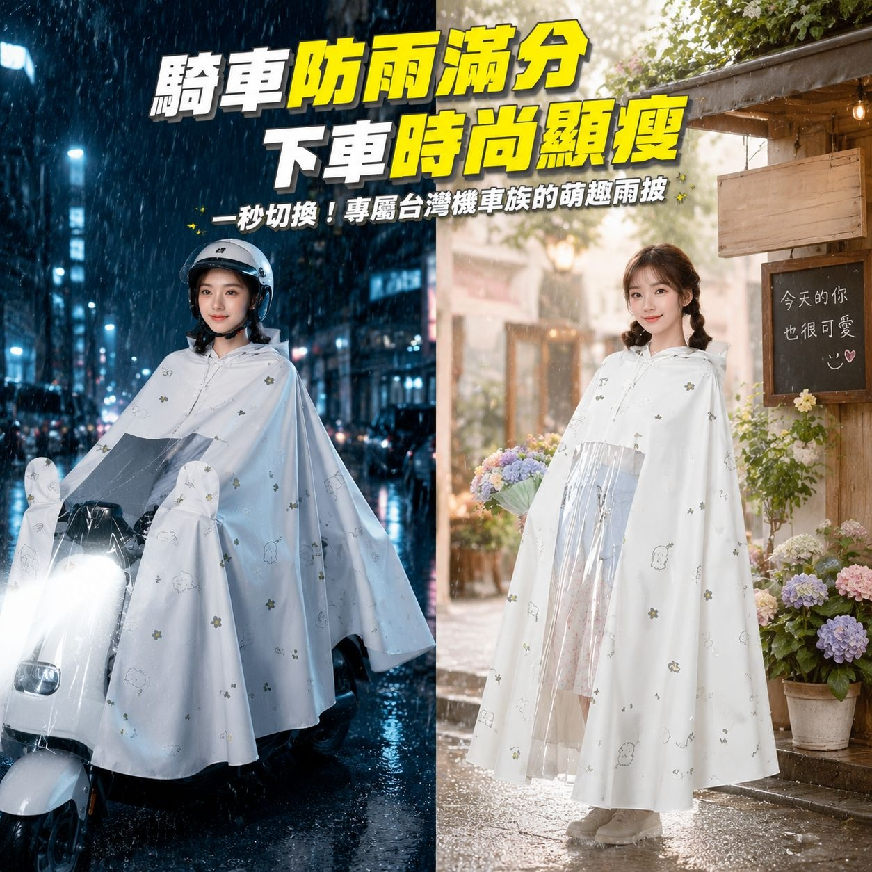 女款長款電動車專用加厚雨衣雨披，暴雨防護全身包裹成人款