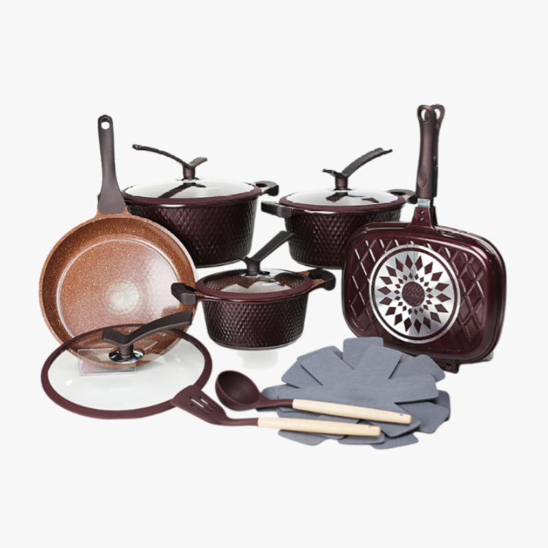 Set de ollas y sartenes antiadherentes, 15 piezas, edición de lujo, popular en ventas