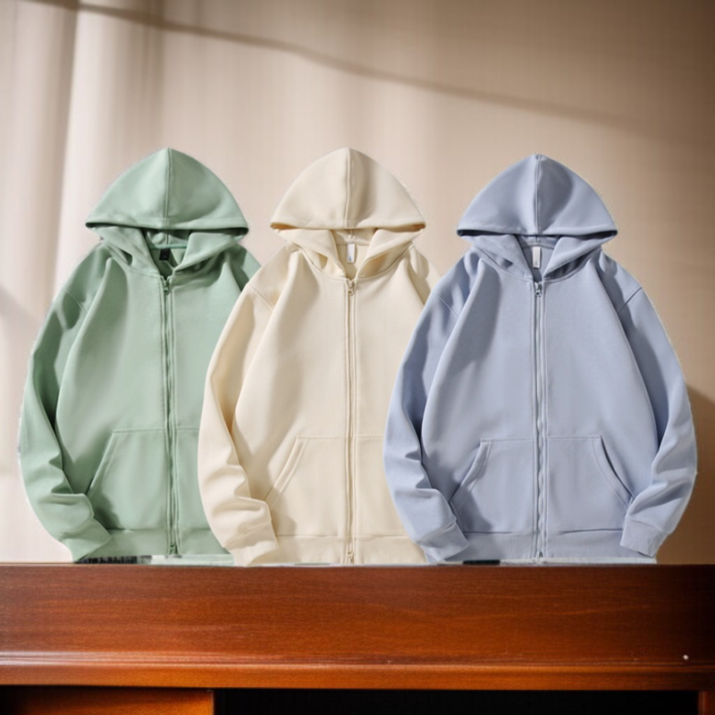 フード付きカーディガンスウェットシャツ